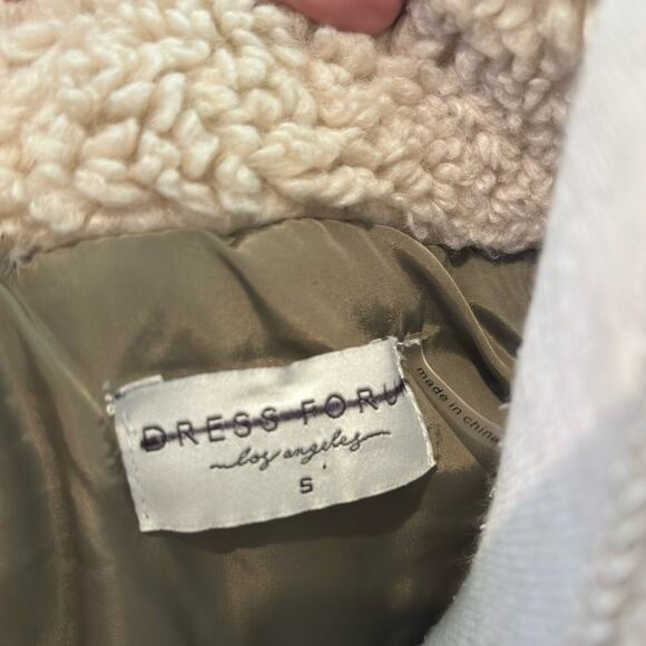 DRESS FORUM LOS ANGELES SMALL GREEN BEIGE ZIP UP PUFFER WINTER JACKET - Picture 7 of 7